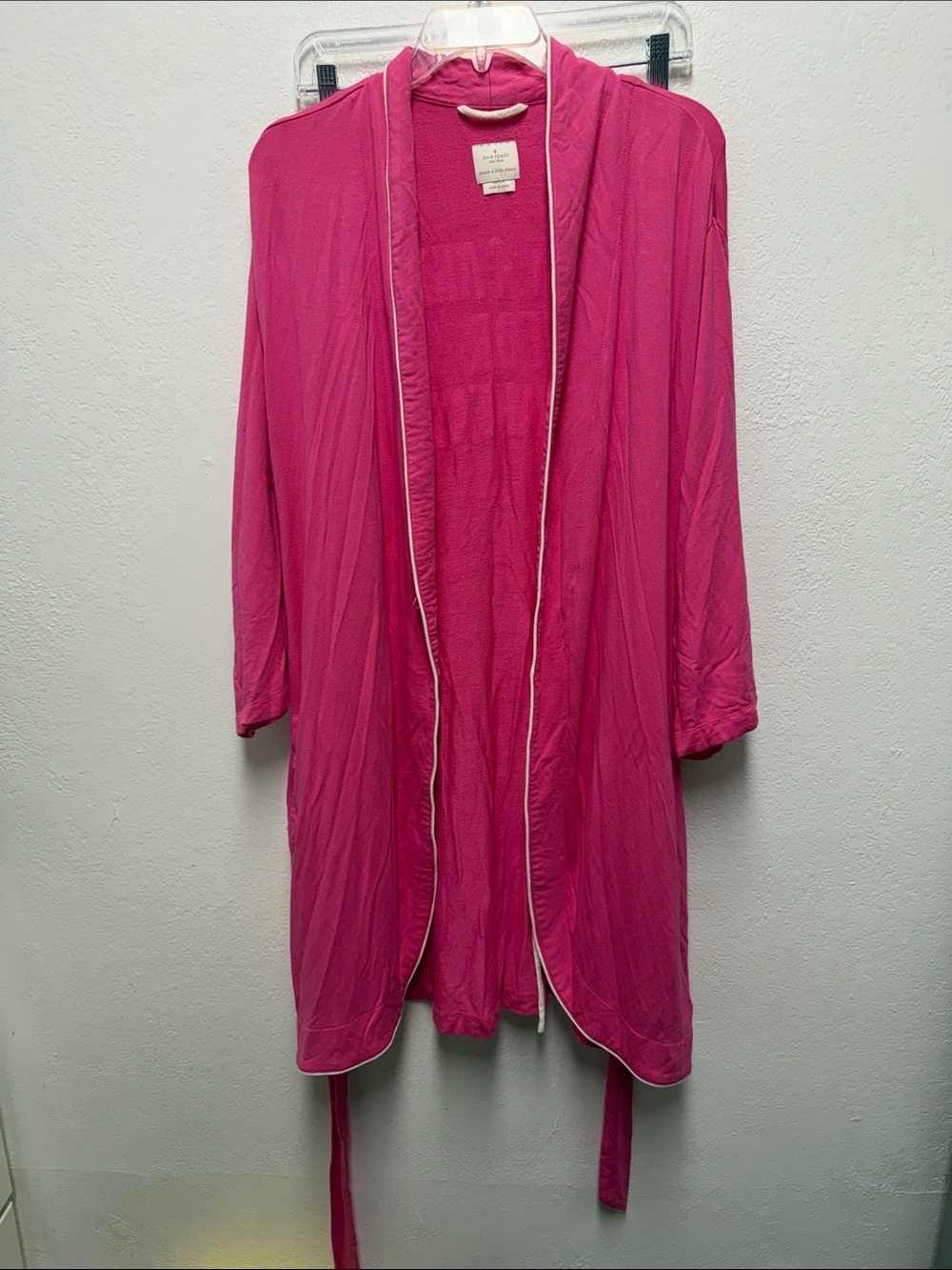 kate spade Fuchsia Open-Front Robe with White Piping